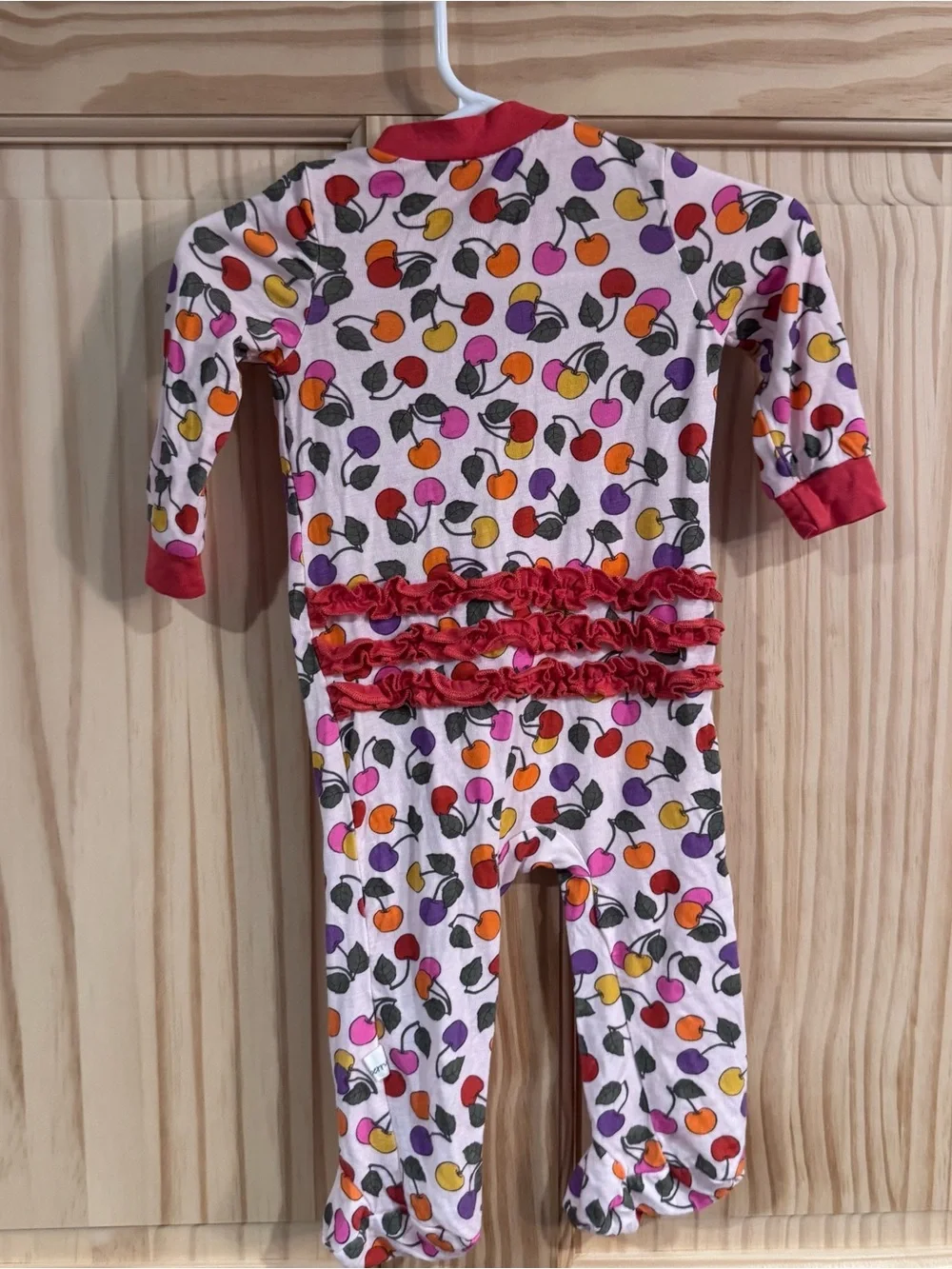 Milkberry Bamboo Fruit Cherry-Print Footed Pajama One-Piece Ruffle 0-3 months